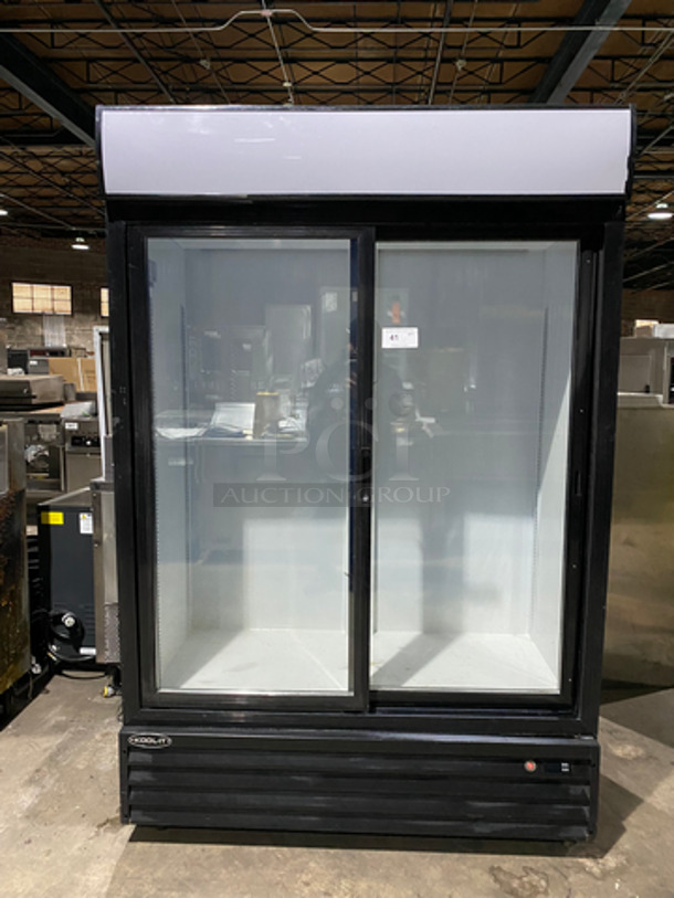 NICE! KOOL-IT 2 Door Refrigerated Display Cooler Merchandiser! With 2 Sliding View Through Doors! Model: KSM-42 SN: KSM42171113022 110V 60HZ 