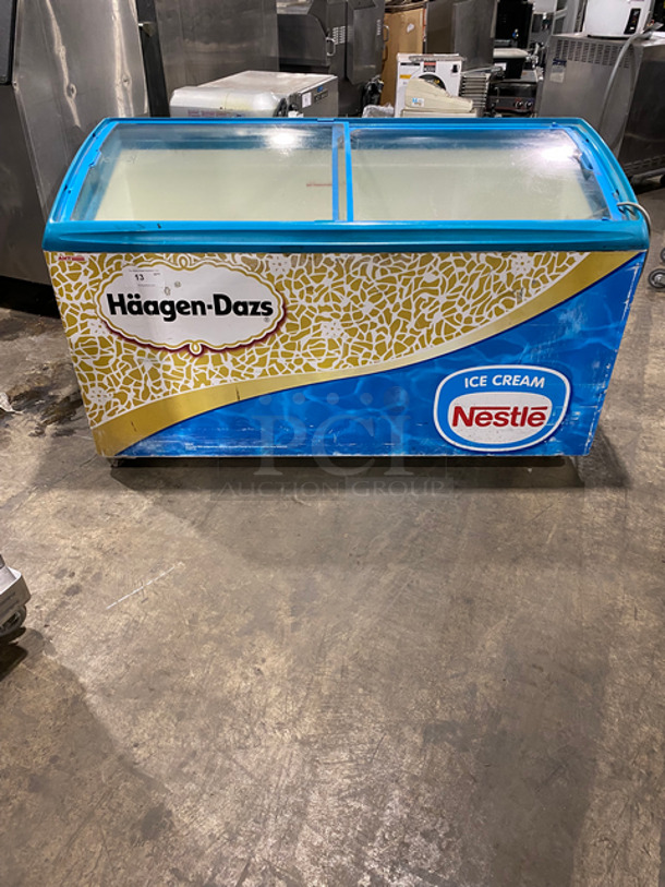 AHT Commercial Reach Down Freezer Merchandiser! With 2 Top View Through Sliding Doors! Model: RIOS150UL SN: 25499300001680 120V 60HZ 1 Phase - Image 1 of 7