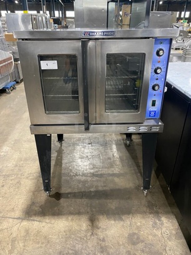 Bakers Pride Commercial Electric Powered Single Deck Convection Oven! With View Through Doors! Metal Oven Racks! All Stainless Steel! On Legs! Model: GDCO11E SN: 555341303013 208V 60HZ 3 Phase - Image 1 of 8