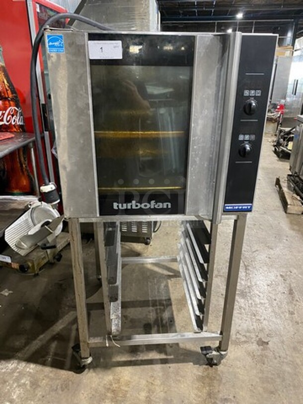 Turbo Fan Commercial Electric Powered Convection Oven! With View Through Door! With Pan Rack Underneath! All Stainless Steel! On Casters! Model: E32D5 SN: 755796 208V - Image 1 of 9