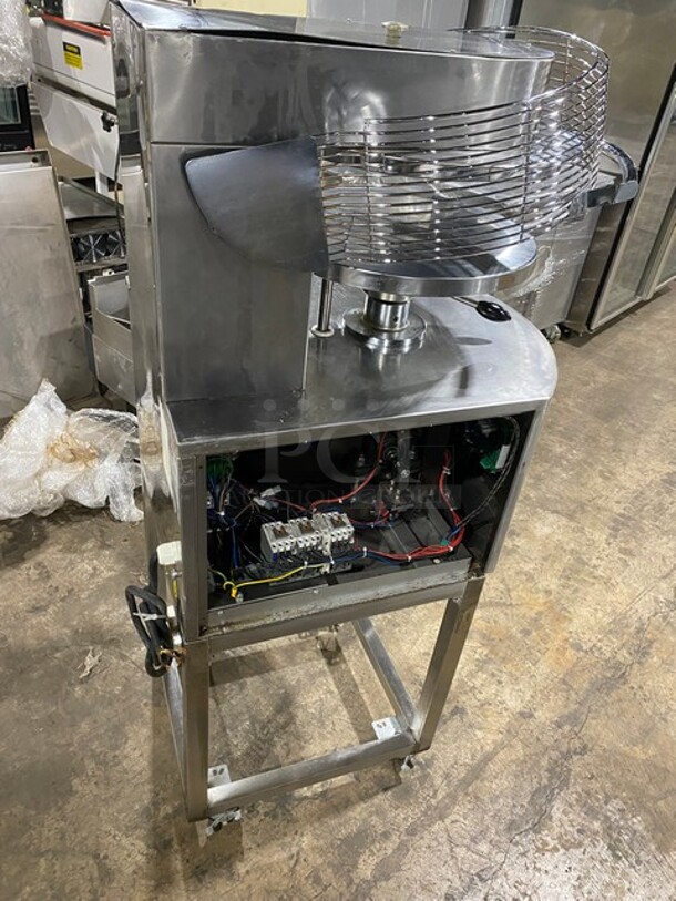 AMAZING! Cuppone Pizzaform Commercial Dough Press! All Stainless Steel! On Stand With Casters! 208/220V 3 Phase! Model: PZF/45DS-B6-CP SN: PZF45DSB6CP13072238! - Image 4 of 9