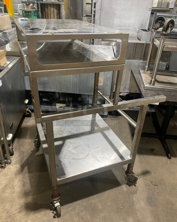 Stainless Steel Work Center With Double Over Head Shelf! On Casters! - Image 4 of 9