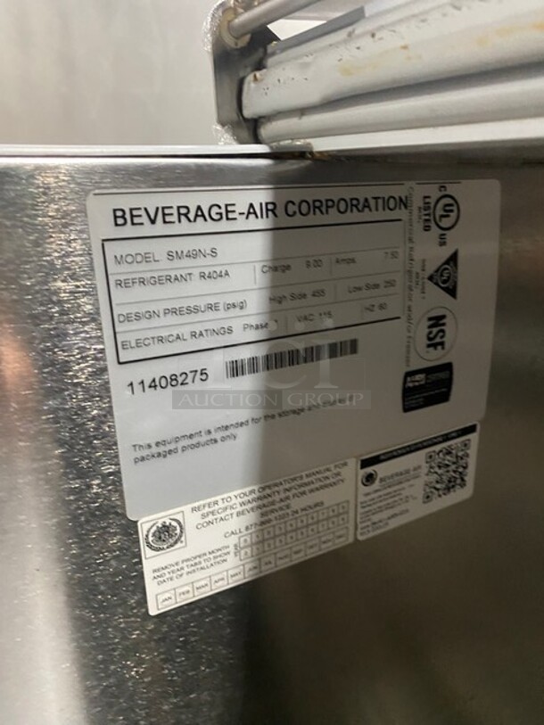Beverage Air Single Side Access Milk Cooler! Stainless Steel! On Casters! Model: SM49NS SN: 11408275 115V 60HZ 1 Phase - Image 6 of 7