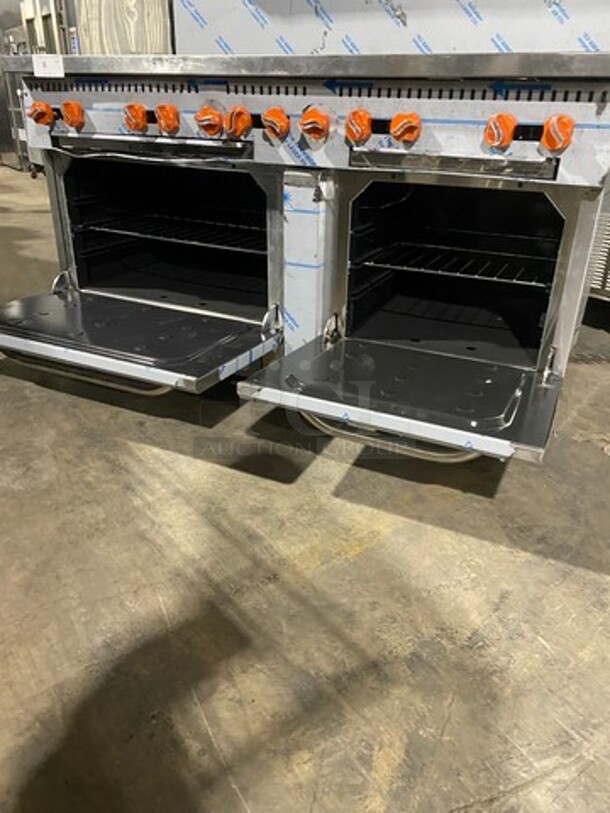 SCRATCH-N-DENT! LATE MODEL! Sierra Commercial Natural Gas Powered 10 Burner Stove! With Raised Back Splash And Salamander Shelf! With 2 Oven Underneath! All Stainless Steel! On Casters! - Image 7 of 12