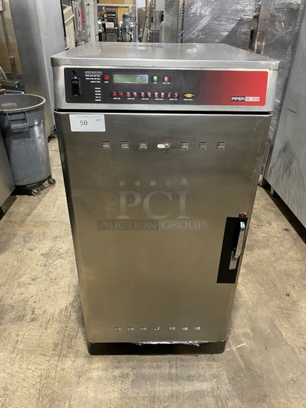 WOW! Piper Commercial Chef System Cook-N-Hold Oven! With Smoker Feature! Metal Oven Racks! All Stainless Steel! On Small Casters! Model: CS210S SN: 29275 208V 60HZ 1 Phase! Working When Removed!