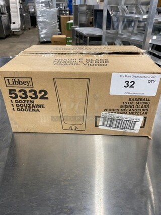 NEW! IN THE BOX! Libbey 16 OZ Baseball Mixing Glasses!