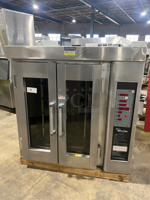 SWEET! Baxter Commercial LP Powered 
Mini Rotating Rack Oven! With 2 View Through Doors! Built In Pan Rack! All Stainless Steel! Model: CV300G SN: 241042085