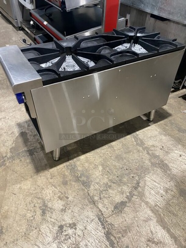 Imperial Commercial Countertop Natural Gas Powered 2 Burner Range! All Stainless Steel! On Small Legs! WORKING WHEN REMOVED! Model: ISPA182 SN: 07371118 - Image 3 of 9