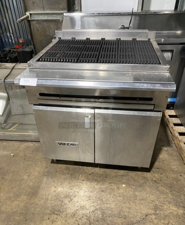 Vulcan Natural Gas Powered Char Broiler Grill! With Underneath Storage Space! All Stainless Steel! On Legs! Model: VCBB36B SN: 481841261 - Image 1 of 9