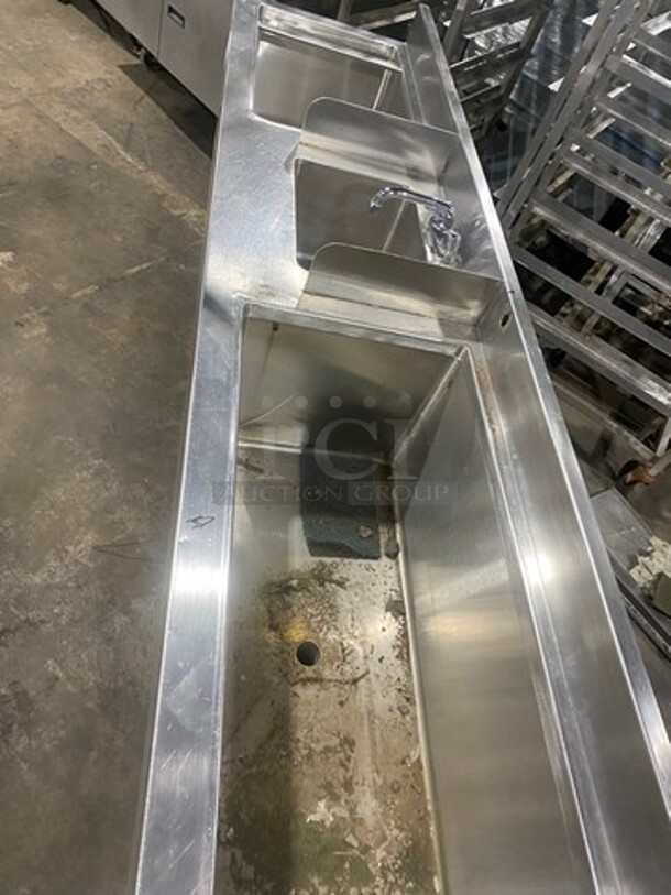 Commercial Undercounter Ice Bin/ Bartender Cocktail Station! With Built In Hand Sink! With Faucet And Handles! Sink Has Side Splashes! With Back Splash! All Stainless Steel! On Legs! - Image 5 of 9