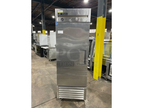 True Commercial Single Door Reach In Refrigerator! With Poly Coated Racks! All Stainless Steel! On Casters! Model: T23 SN: 5371594! 115V 60HZ 1 Phase!
 - Image 1 of 9