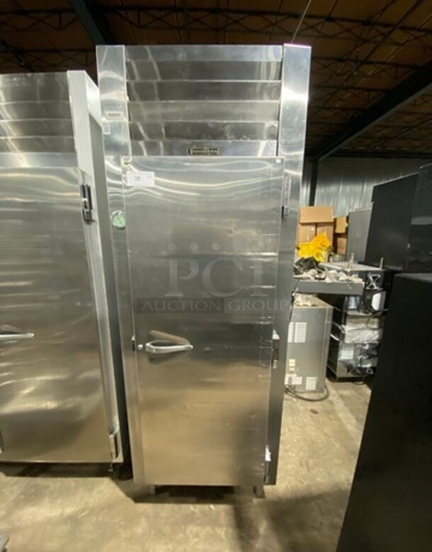 Traulsen Commercial Single Door Reach In Cooler! With Built In Pan Rack! All Stainless Steel! On Legs!