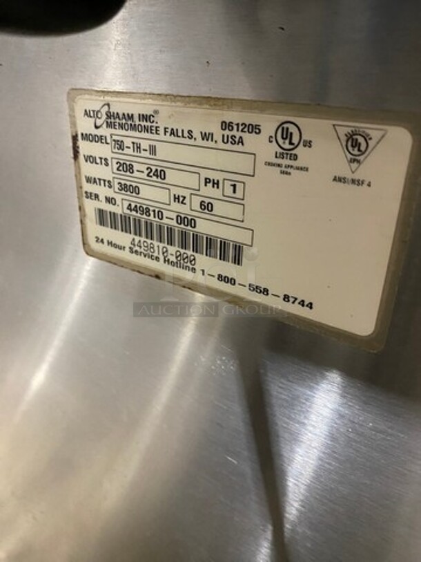 Alto Shaam Electric Powered Commercial Under The Counter COOK-N-HOLD Oven! All Stainless Steel! Model: 750THIII SN: 449810000 208/240V 60HZ 1 Phase - Image 5 of 8