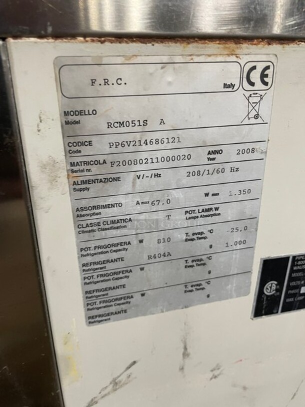 WOW! Piper Products Commercial Undercounter Blast Chiller/Shock Freezer! All Stainless Steel! On Legs! 208V 1 Phase! Model: RCM051S SN: F20080211000020! - Image 5 of 9