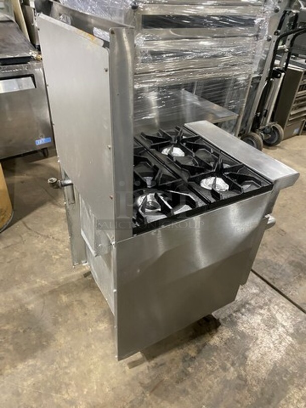 American Range Commercial Natural Gas Powered 4 Burner Stove! With Raised Back Splash! With Oven Underneath! All Stainless Steel! On Legs! - Image 4 of 9
