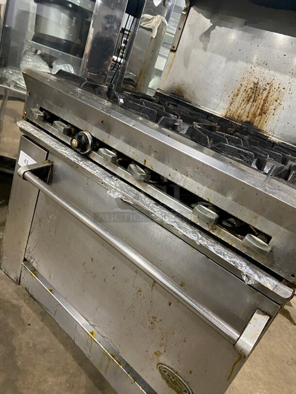 WOW! DCS Commercial Natural Gas Powered 6 Burner Stove! With Full Size Oven Underneath! With Backsplash & Overhead Salamander Shelf! All Stainless Steel! On Casters! WORKING WHEN REMOVED! - Image 8 of 9