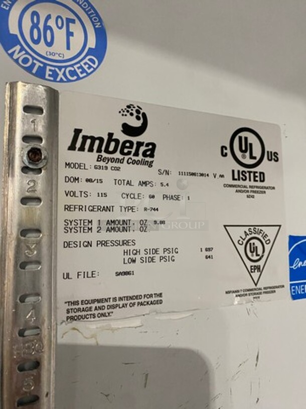 Imbera Single Door Refrigerated Reach In Cooler Merchandiser! With View Through Door! Model: G319CO2 SN: 111150813014 115V 60HZ 1 Phase - Image 8 of 8
