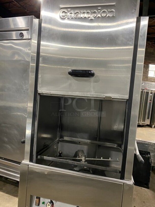 Champion Commercial Pass-Through Dishwasher Machine! All Stainless Steel! On Legs! With Right Side Dishwasher Table! With Back And One Side Splash! Model: DHBT SN: D11038937 208/240V 60HZ 3 Phase - Image 7 of 10