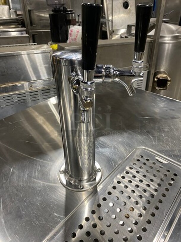NICE!  Late Model Avantco Commercial Refrigerated Dual Tower Kegerator! With Towers! With 3 Door Storage Space Underneath! Poly Coated Racks! Model: 178UDD378 SN: 6436334321083608 115V 60HZ 1 Phase - Image 10 of 11