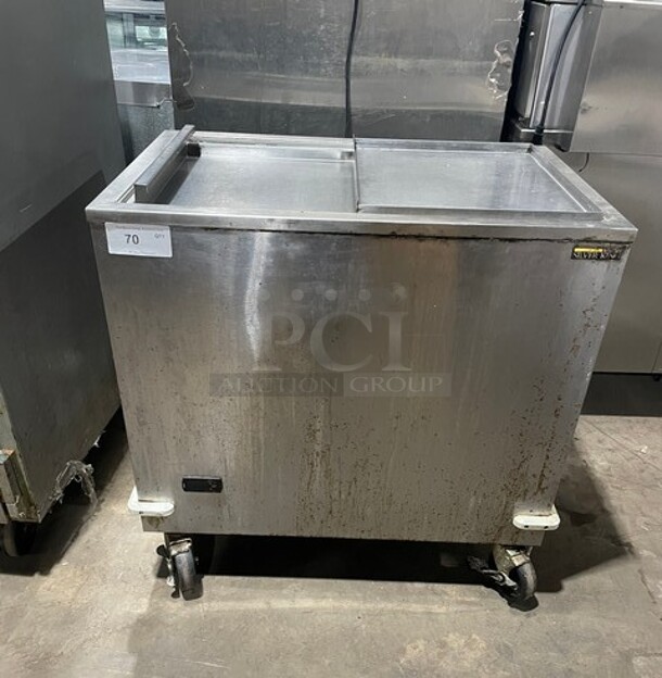 Silver King All Stainless Steel Commercial Reach Down Ice Cream Chest Freezer! On Commercial Casters! - Item #1115605