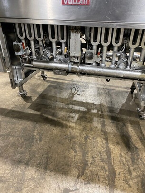 WOW! Vulcan Commercial Natural Gas Powered 3 Bay Deep Fat Fryer! All Stainless Steel! On Casters! Model: 3GR65F SN: 481533671 - Image 9 of 11