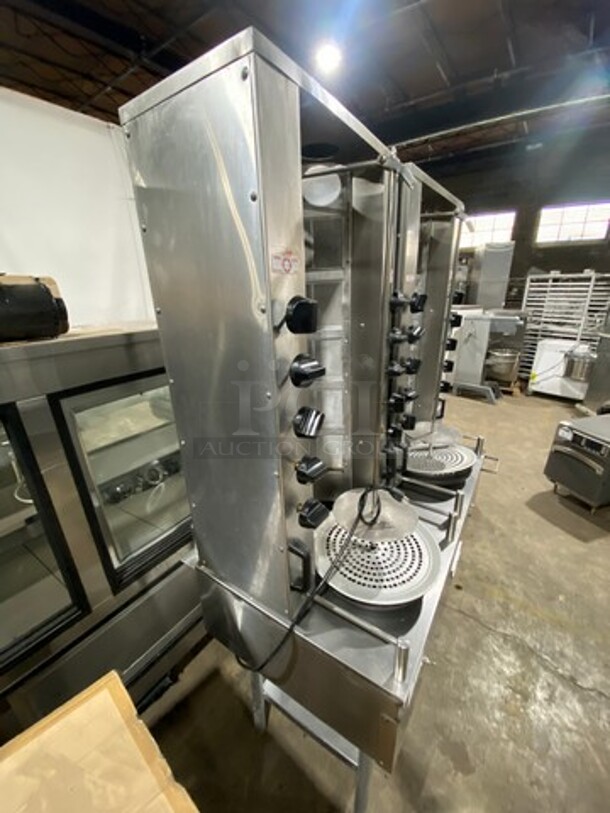 Attias Natural Gas Powered Dual Gyro Machine! On Equipment Stand! With Storage Space Underneath! All Stainless Steel! On Legs! - Image 2 of 12