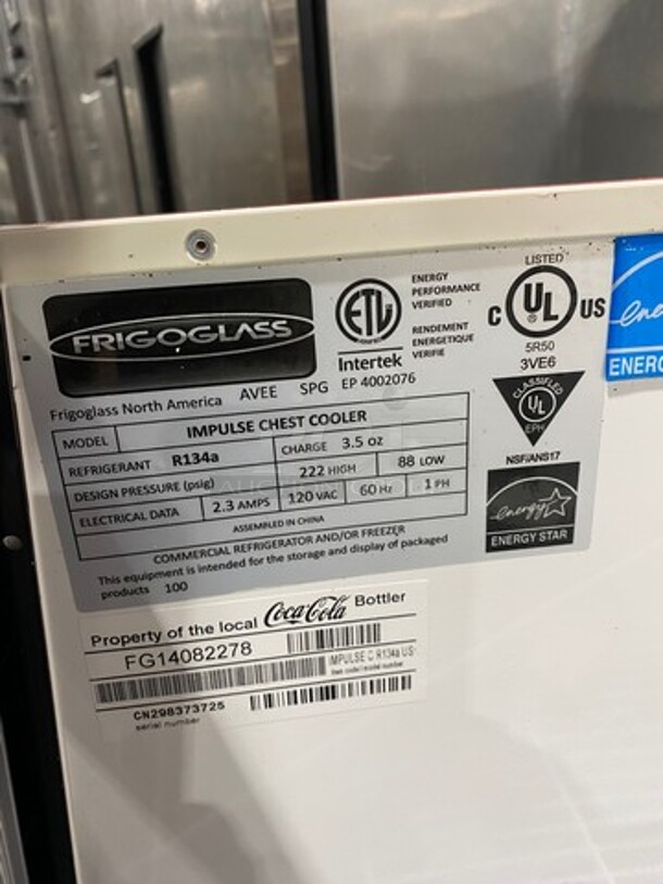Frigoglass Countertop Mini Fridge! With Front And Top Access Doors! With Poly Racks! Model: IMPULSECHESTCOOLER SN: CN298373725 120V 60HZ 1 Phase - Image 6 of 7