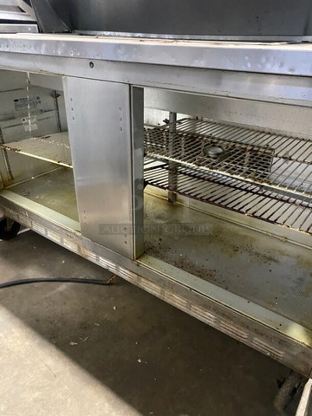 Beverage Air 60 Inch Sandwich Prep Table/Bain Marie! With 2 Door Cold Storage Underneath! Model SPE60-12! 115v 1 Phase! On Casters!  - Image 6 of 10
