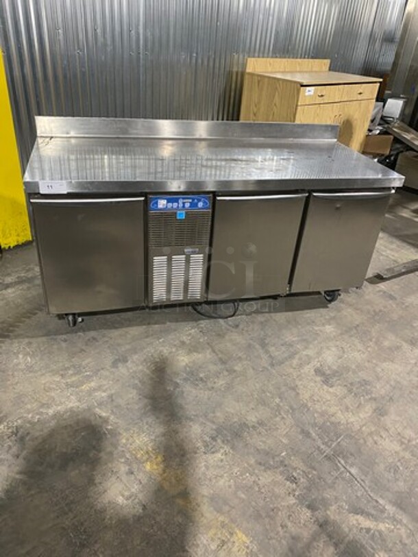 Electrolux Commercial 3 Door Lowboy/ Worktop Blast Chiller! With Black Splash! All Stainless Steel! On Casters!