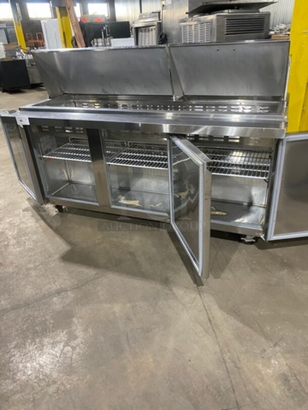 Spartan Commercial Refrigerated Sandwich Prep Table! With 3 Door Storage Space Underneath! Poly Coated Racks! All Stainless Steel! On Casters! Model: SST7230 115V - Image 5 of 8