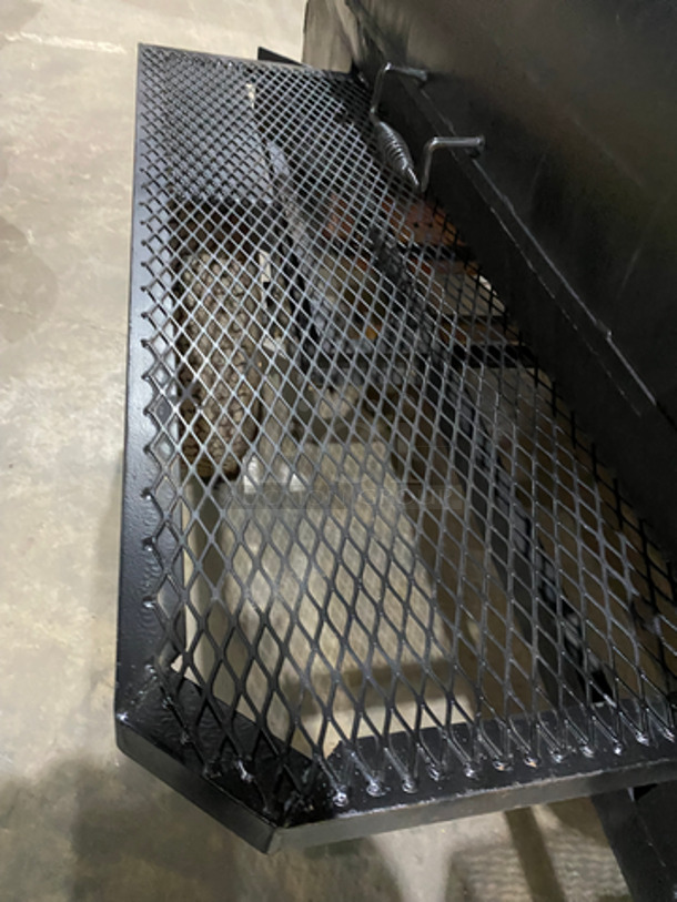 AMAZING FIND! Lang Commercial 60 Deluxe BBQ Smoker Cooker On Mobile Trailer Frame! With Firewood Rib Box! With Warmer Box And 4 Racks! - Image 7 of 12