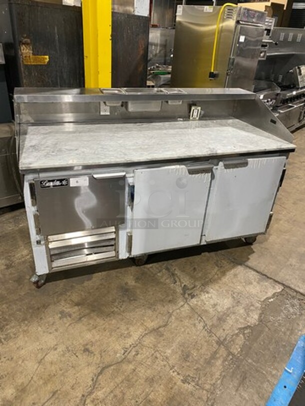2016 Leader Commercial Refrigerated Pizza Prep Table! With Marble Top! With 3 Door Storage Space Underneath! All Stainless Steel! On Casters! Model: DR72SC SN: PZ04M2508 115V 60HZ 1 Phase - Image 1 of 10