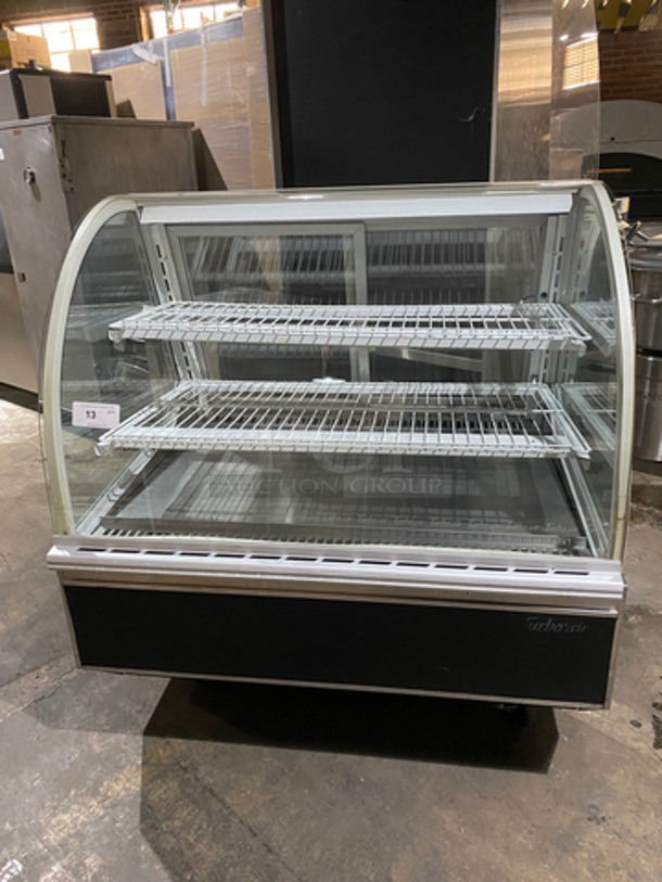 SWEET! Turbo Air Refrigerated Bakery Showcase! With Front Curved Glass And Glass Sliding Back Access Doors! With Poly Coated Racks! Electric! Model: TB4R SN: TB4REI021 115V 60HZ 1 Phase