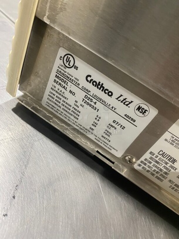 Crathco 2 Head Counter Top Refrigerated Juice Dispenser! Model D25-4 Serial T209331! 115V 1 Phase! - Image 6 of 7