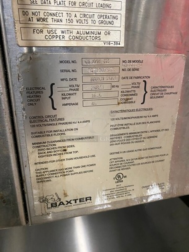 Baxter Commercial Electric Powered Mini Rotating Rack Oven! With 2 View Through Doors! Built In Pan Rack! On Equipment Stand! With Storage Space Underneath! All Stainless Steel! On Legs! Model: 0V300EM8 SN: 241007968 208V 60HZ 3 Phase - Image 5 of 11