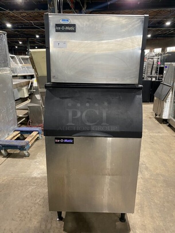 Ice-O-Matic Commercial Ice Maker Machine! With Commercial Ice Bin! All Stainless Steel! On Legs! Model: ICE0606HT4 SN: 11061280012971 208/230V 60HZ 1 Phase
