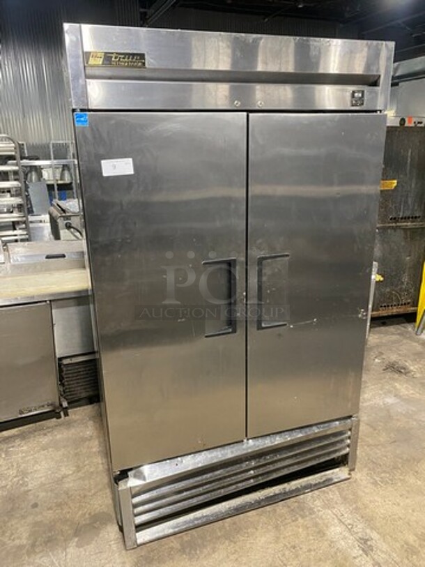 True Commercial 2 Door Reach In Cooler! With Poly Coated Racks! All Stainless Steel! WORKING WHEN REMOVED! Model: TS43 SN: 8773034 115V 60HZ 1 Phase