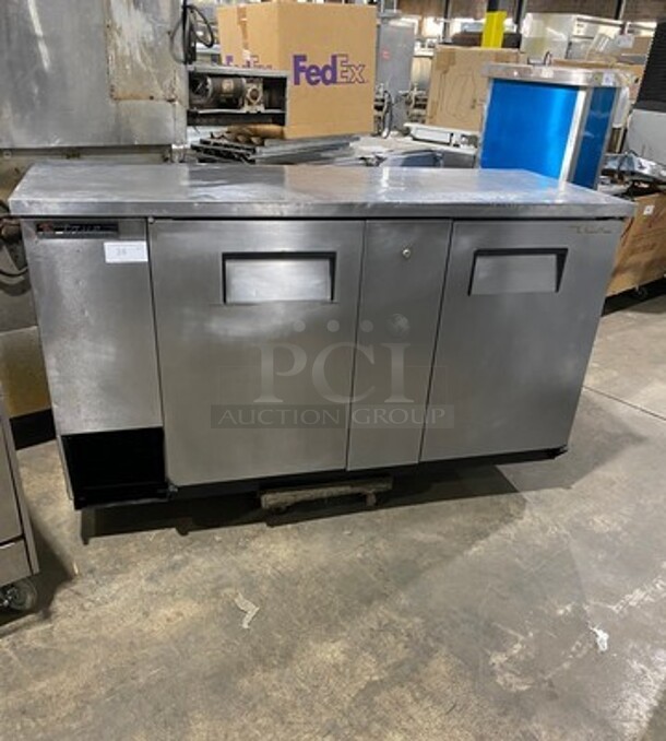 True Commercial 2 Door Bar Back Cooler! With Solid Doors! All Stainless Steel! Model: TBB3S SN: 12682008 115V 60HZ 1 Phase