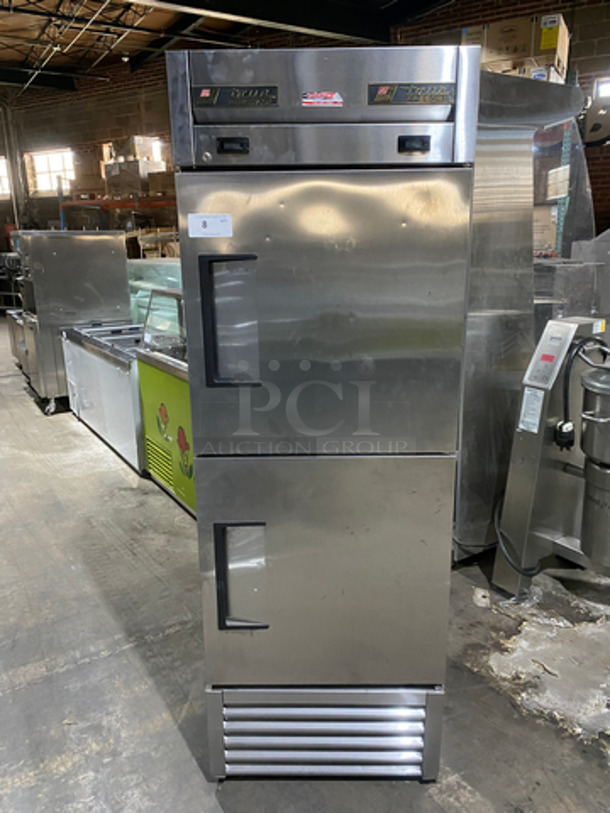 True Split Door HALF-N-HALF Freezer & Cooler Combo! With Poly Coated Racks! All Stainless Steel! Working When Removed! Model: T23DT SN: 7669389 115V 60HZ 1 Phase