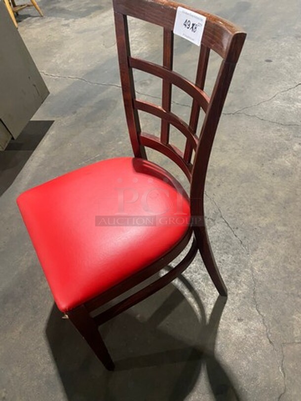 Red Cushioned Chairs! With Brown Wooden Body! 8x Your Bid! - Image 4 of 6