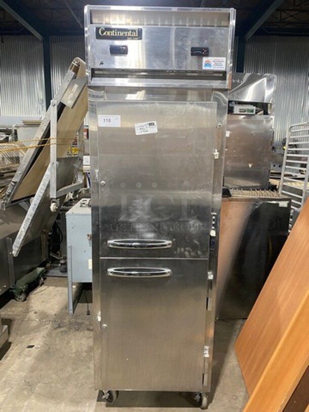 Continental Commercial Split Door Reach In Half Cooler Half Freezer Combo Unit! All Stainless Steel! On Casters! Model: DL1RFSA SN: 15881550 115V 60HZ 1 Phase