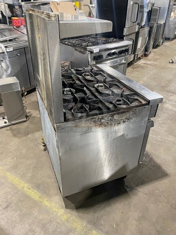 Imperial Commercial Natural Gas Powered 6 Burner Stove! With Raised Back Splash & Salamander Shelf! With Oven Underneath! All Stainless Steel! On Casters!
 - Image 4 of 10