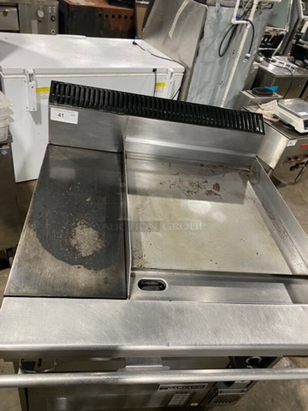 NICE! Garland Commercial Natural Gas Powered Hot Plate With Right Side Flat Griddle! Griddle Has Side Splashes! With Back Splash! With Oven Underneath! All Stainless Steel! - Image 5 of 11
