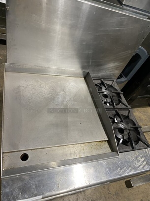 Therma Tek Natural Gas Powered 2 Burner Range With Flat Grill Combo! With Full Size Oven Underneath! Model TMDS36-24G-2-1N Serial 11K02659C! On Legs!  - Image 5 of 9
