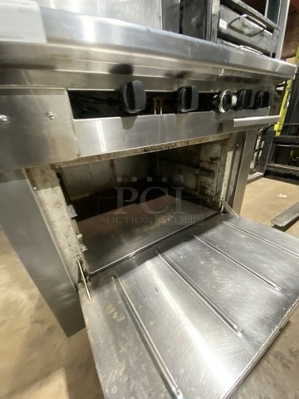 Therma Tek Natural Gas Powered 2 Burner Range With Flat Grill Combo! With Full Size Oven Underneath! Model TMDS36-24G-2-1N Serial 11K02659C! On Legs!  - Image 7 of 9