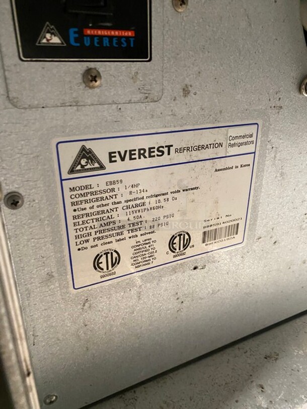 Everest Commercial Refrigerated Single Tower Kegerator! With Tap! 115V 1 Phase! Model EBB59 Serial BBB5914020021! - Image 8 of 11