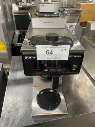 Bunn Commercial Countertop Coffee Maker! With 2 Coffee Pot Warmers! All Stainless Steel! Model: VP172 SN: VP17024348 120V 60HZ 1 Phase