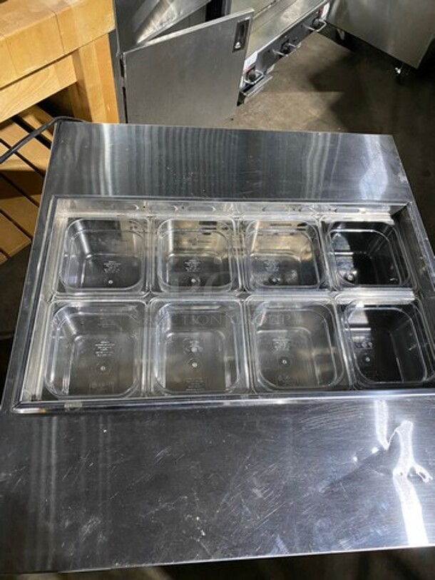 Turbo Air Commercial Refrigerated Salad Bar Island! Single Door Underneath Storage Space! All Stainless Steel! On Casters! Model: MST28N711S SN: H2KMS29FZ0627 115V - Image 5 of 12