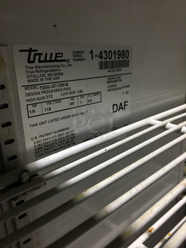 BEAUTIFUL! True Commercial Refrigerated Sandwich Prep Table! With Cutting Board! With Poly Coated Racks! All Stainless Steel! On Casters! Model: TSSU-27-12M-B SN: 14301980 115V 60HZ 1 Phase - Image 9 of 10