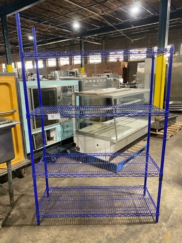 Qualite Commercial Blue Coated Metal 4 Tier Shelf! BUYER MUST DISMANTLE! PCI CANNOT DISMANTLE FOR SHIPPING! PLEASE CONSIDER FREIGHT CHARGES!